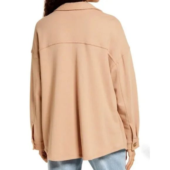 Nordstrom BP Oversize Cotton Blend SOFT Shirt Jacket Shacket M Tan Nougat Beige - Picture 2 of 16